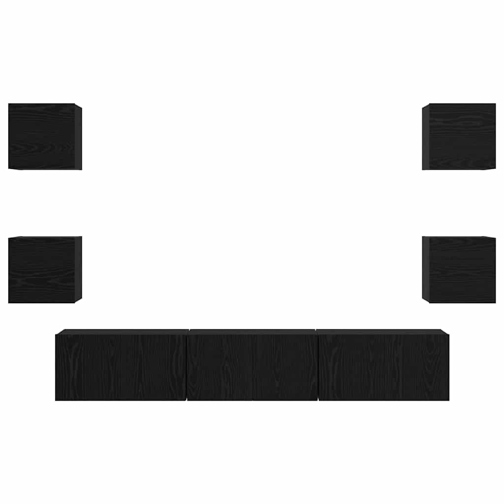 TV-Schrankset 7 stk. Schwarz Eichen-Optik Holzwerkstoff