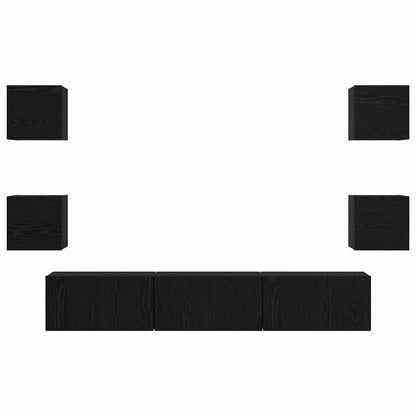 TV-Schrankset 7 stk. Schwarz Eichen-Optik Holzwerkstoff