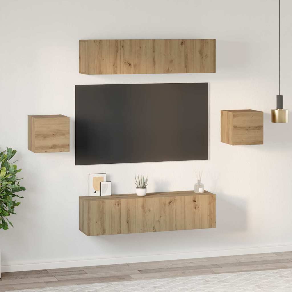 TV-Schrankset 6 stk. Artisan-Eiche Holzwerkstoff