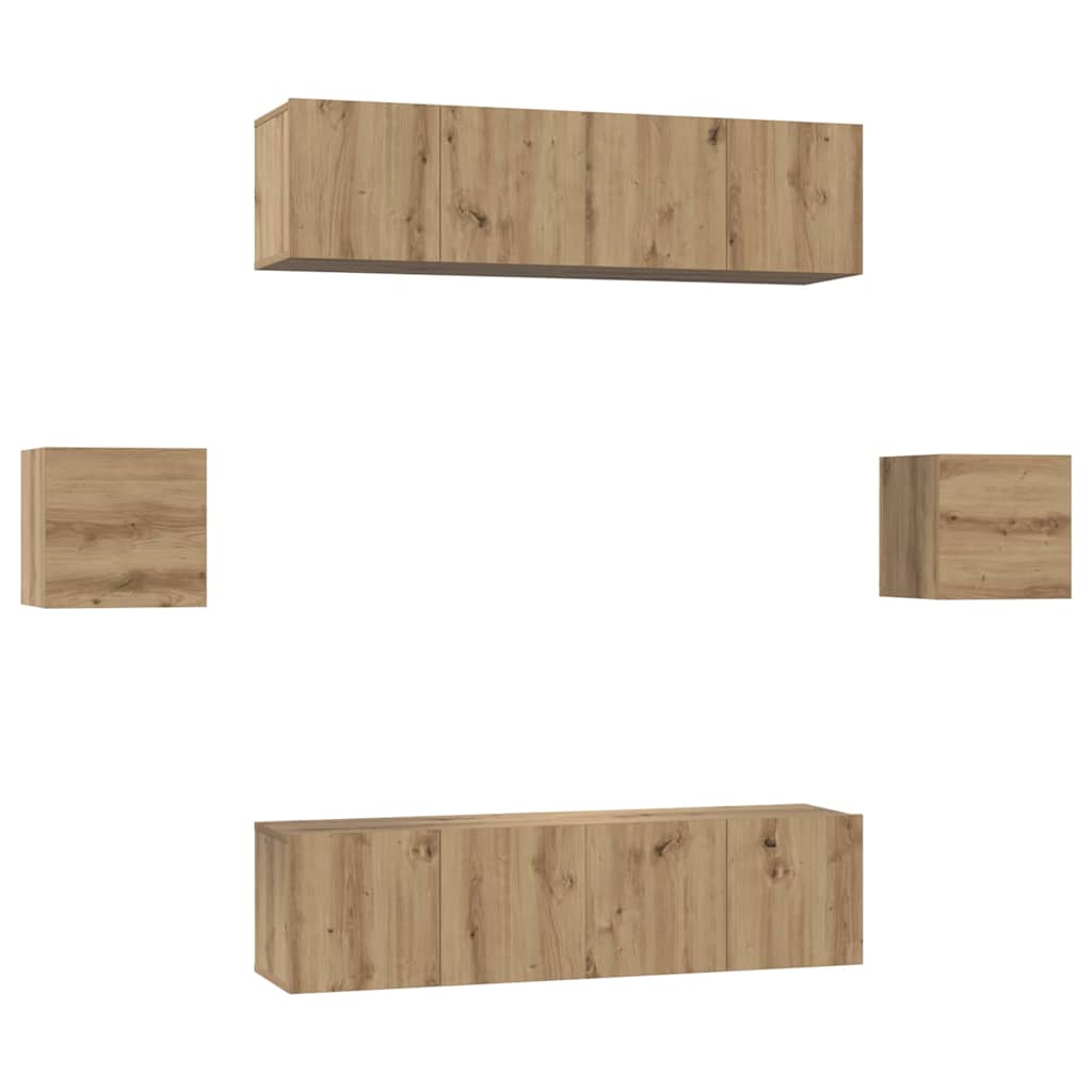 TV-Schrankset 6 stk. Artisan-Eiche Holzwerkstoff