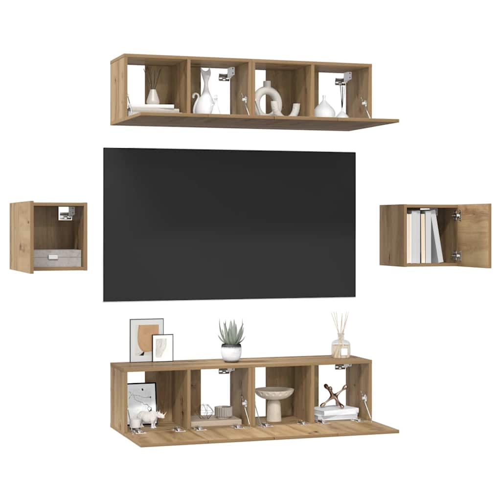 TV-Schrankset 6 stk. Artisan-Eiche Holzwerkstoff