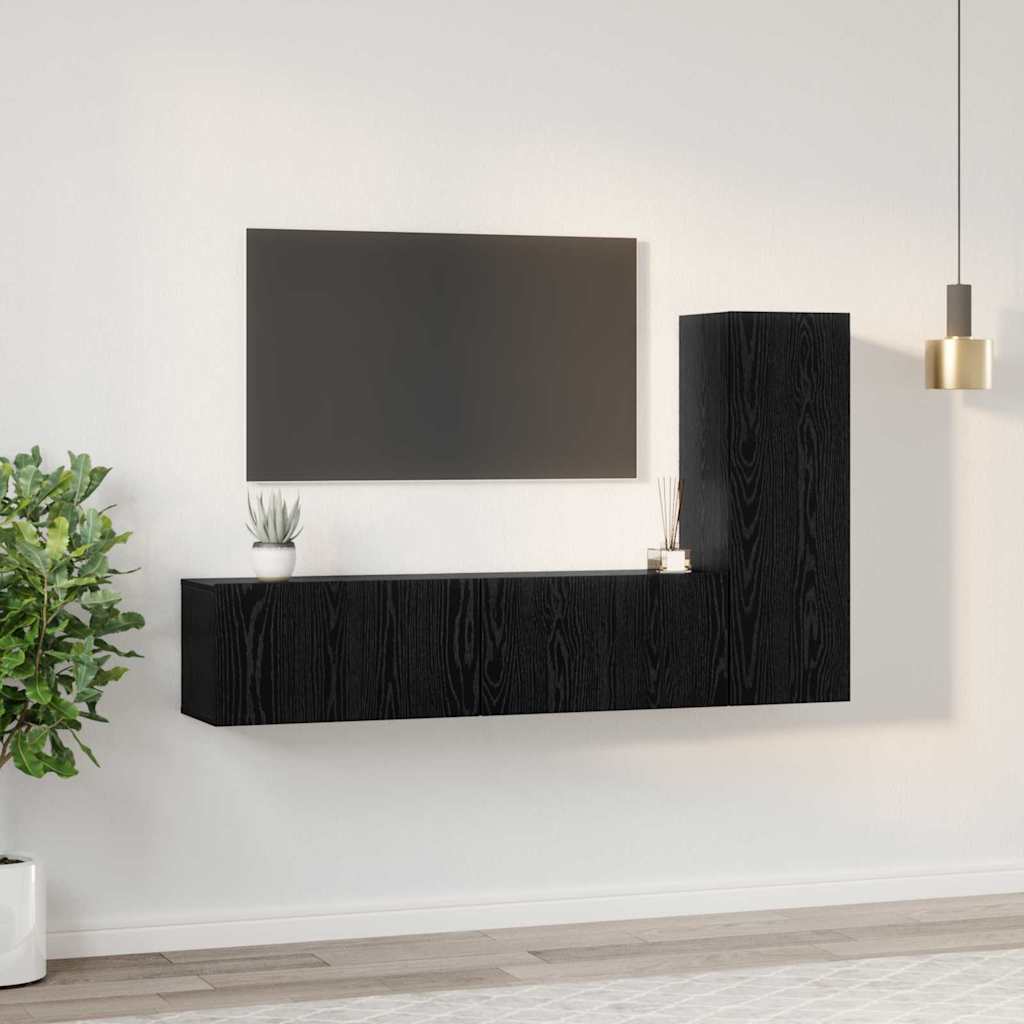 TV-Möbel-Set 3 pcs Schwarz Eichen-Optik 60 x 30 x 30 cm