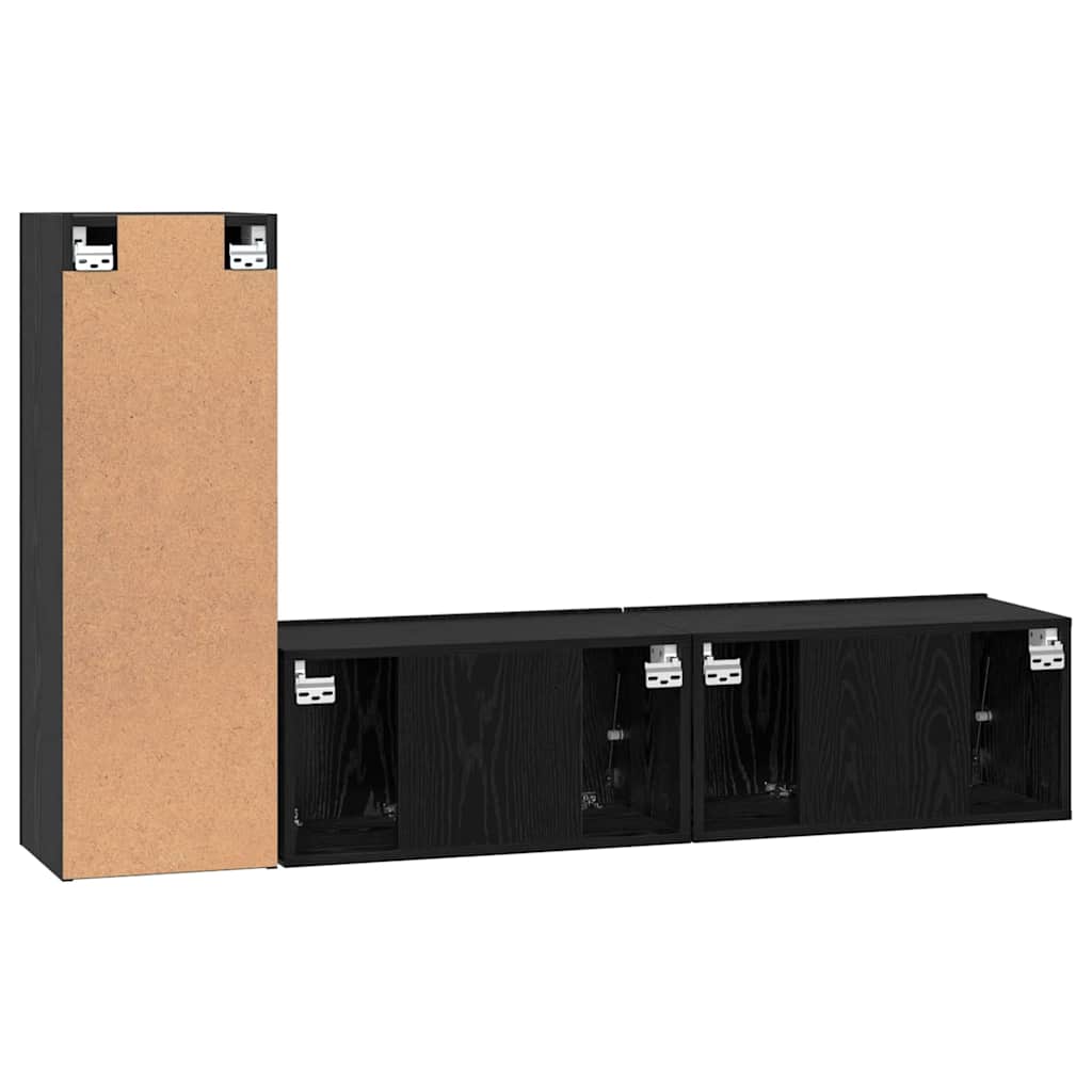 TV-Möbel-Set 3 pcs Schwarz Eichen-Optik 60 x 30 x 30 cm