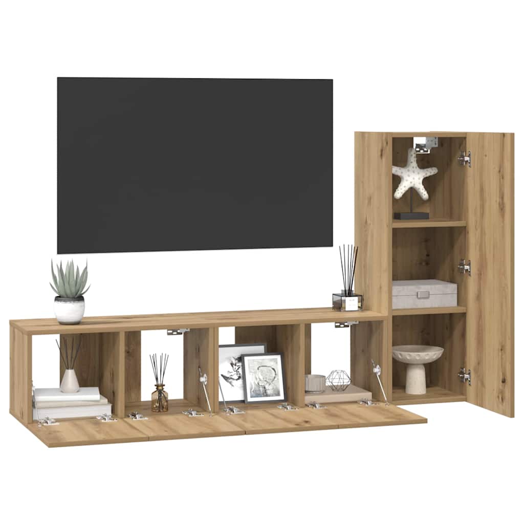 TV-Möbel-Set 3 pcs Artisan-Eiche 60 x 30 x 30 cm Holzwerkstoff