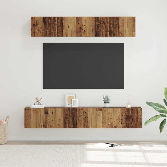 TV-Schrank Set Wandmontiert 5 pcs Altholz Holzwerkstoff