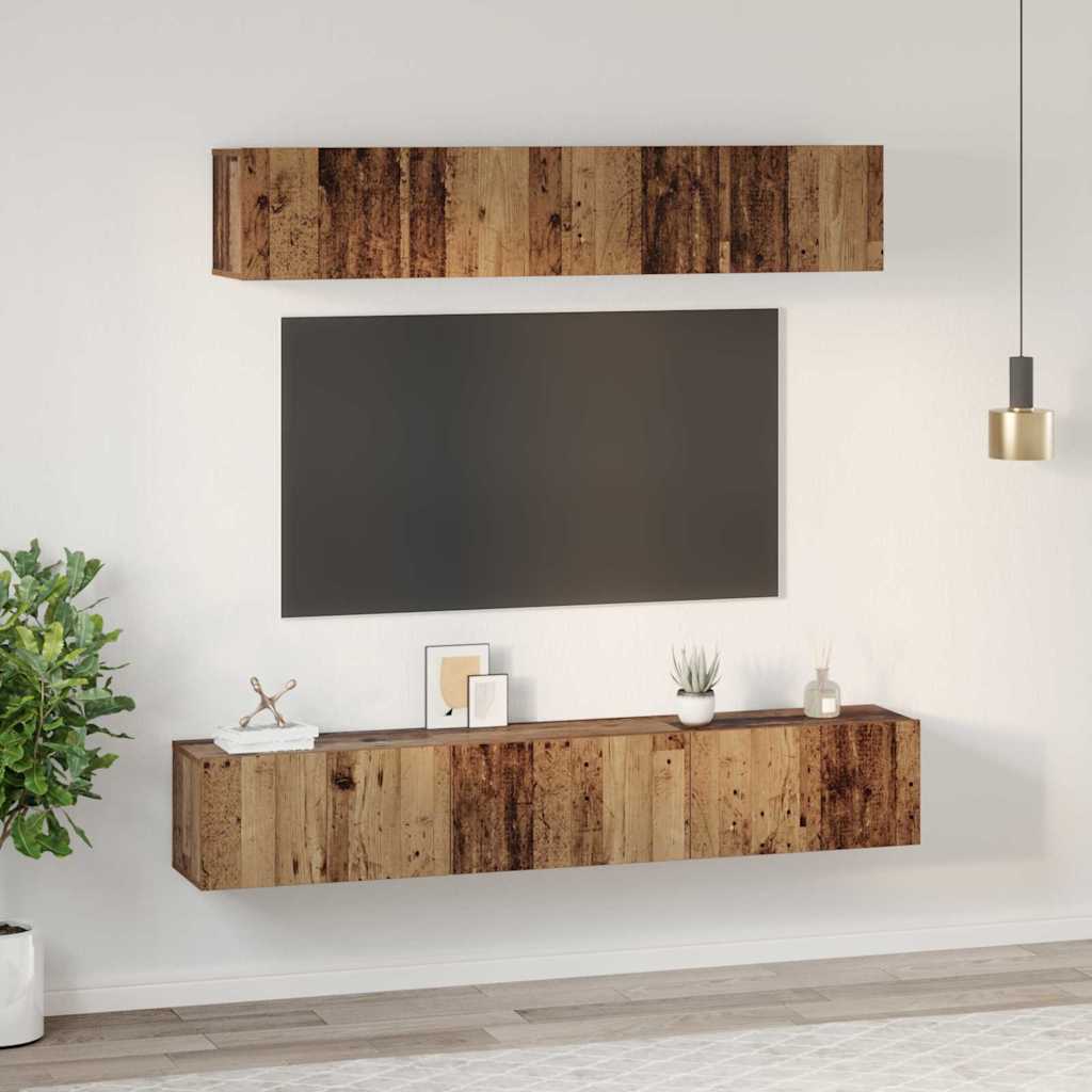 TV-Schrank Set Wandmontiert 5 pcs Altholz Holzwerkstoff