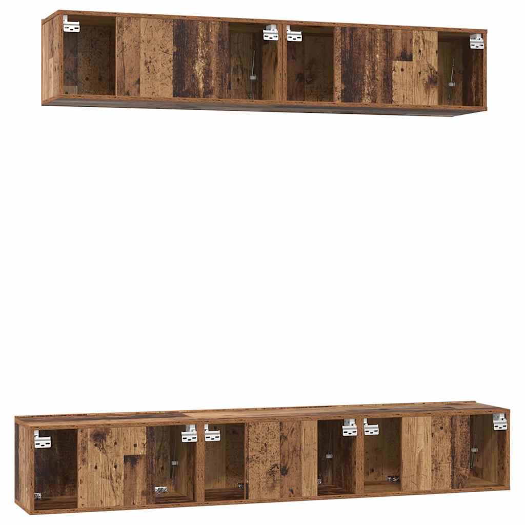 TV-Schrank Set Wandmontiert 5 pcs Altholz Holzwerkstoff