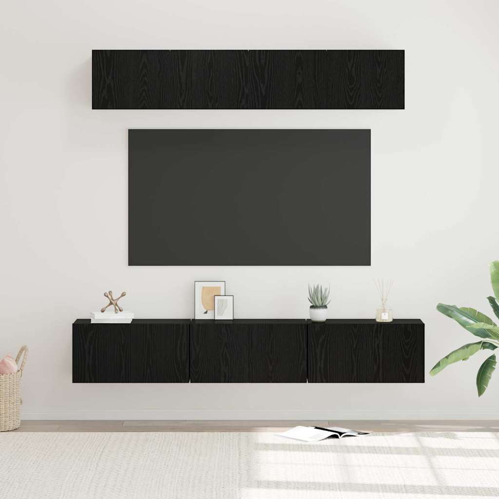 TV-Schrank-Set 5 pcs Schwarz Eichen-Optik Holzwerkstoff