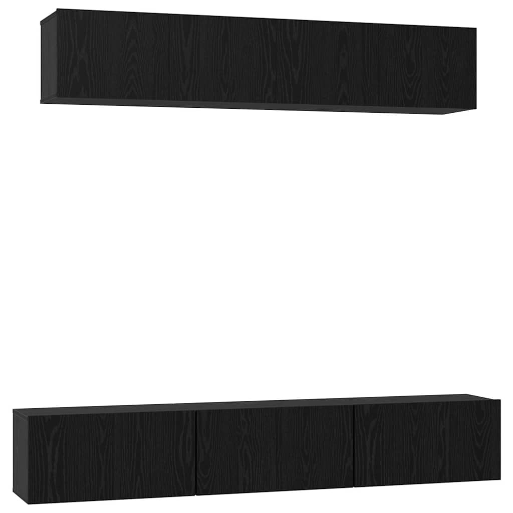 TV-Schrank-Set 5 pcs Schwarz Eichen-Optik Holzwerkstoff
