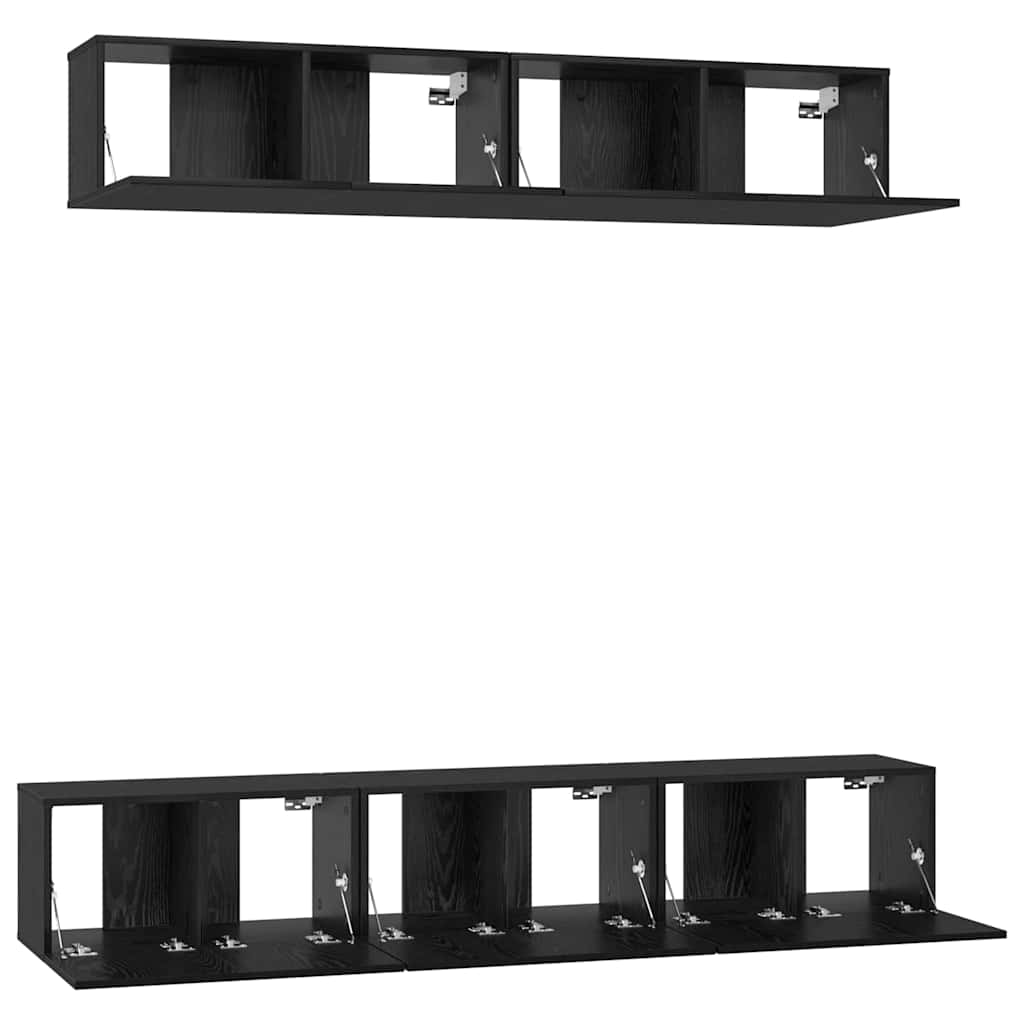 TV-Schrank-Set 5 pcs Schwarz Eichen-Optik Holzwerkstoff