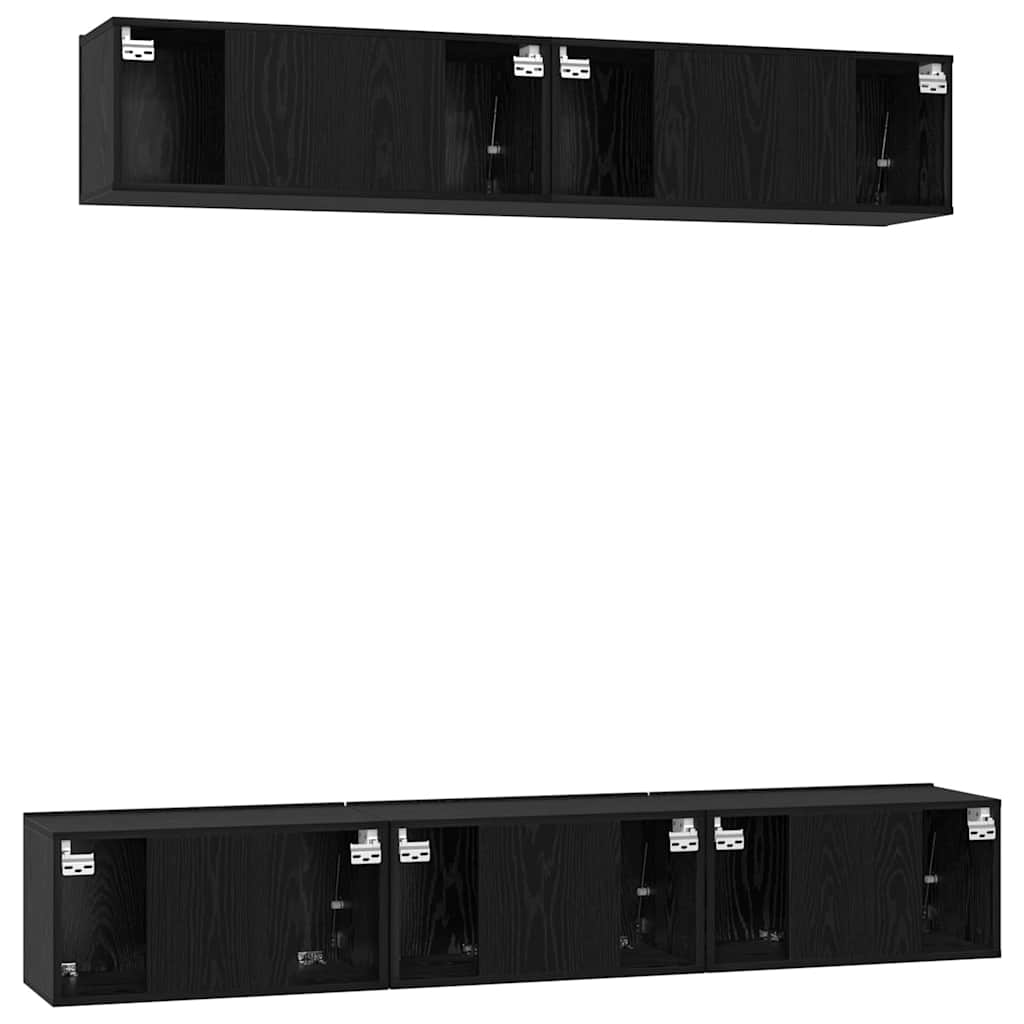 TV-Schrank-Set 5 pcs Schwarz Eichen-Optik Holzwerkstoff