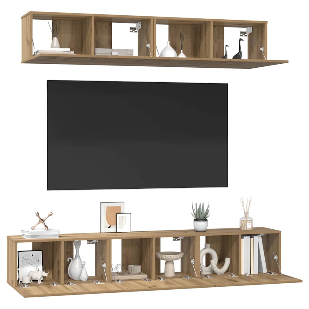 TV-Schrank Set Wandmontiert 5 pcs Artisan-Eiche Holzwerkstoff
