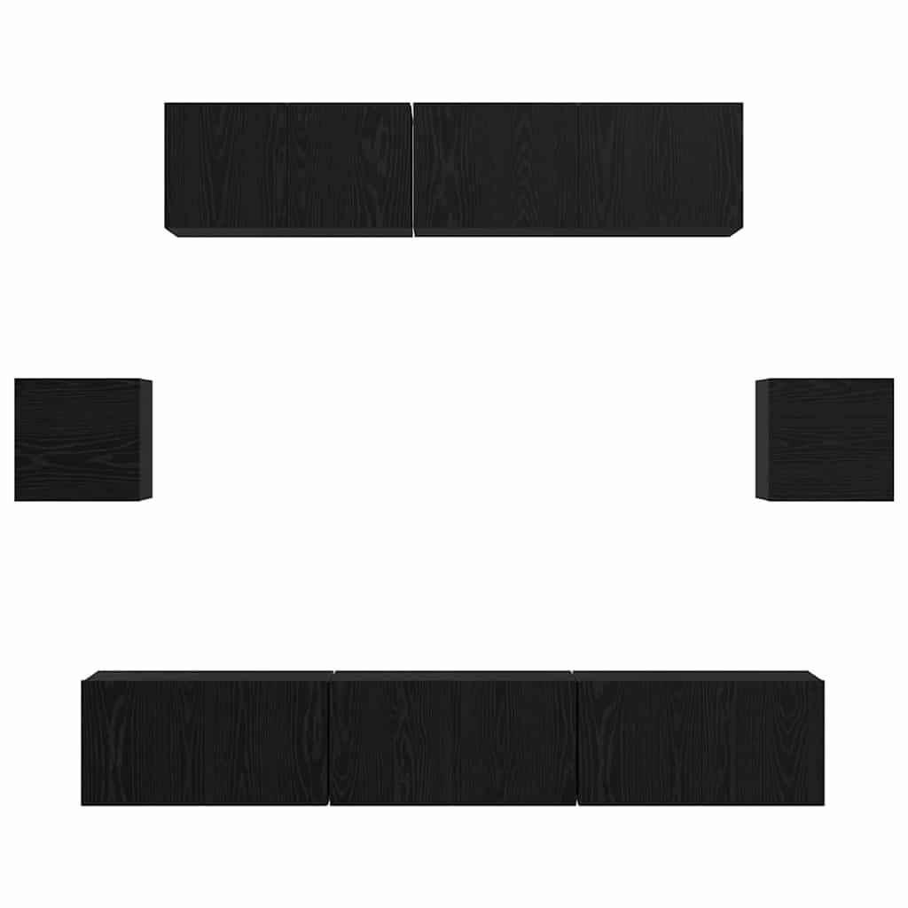 TV-Schrankset 7 stk. Schwarz Eichen-Optik Holzwerkstoff