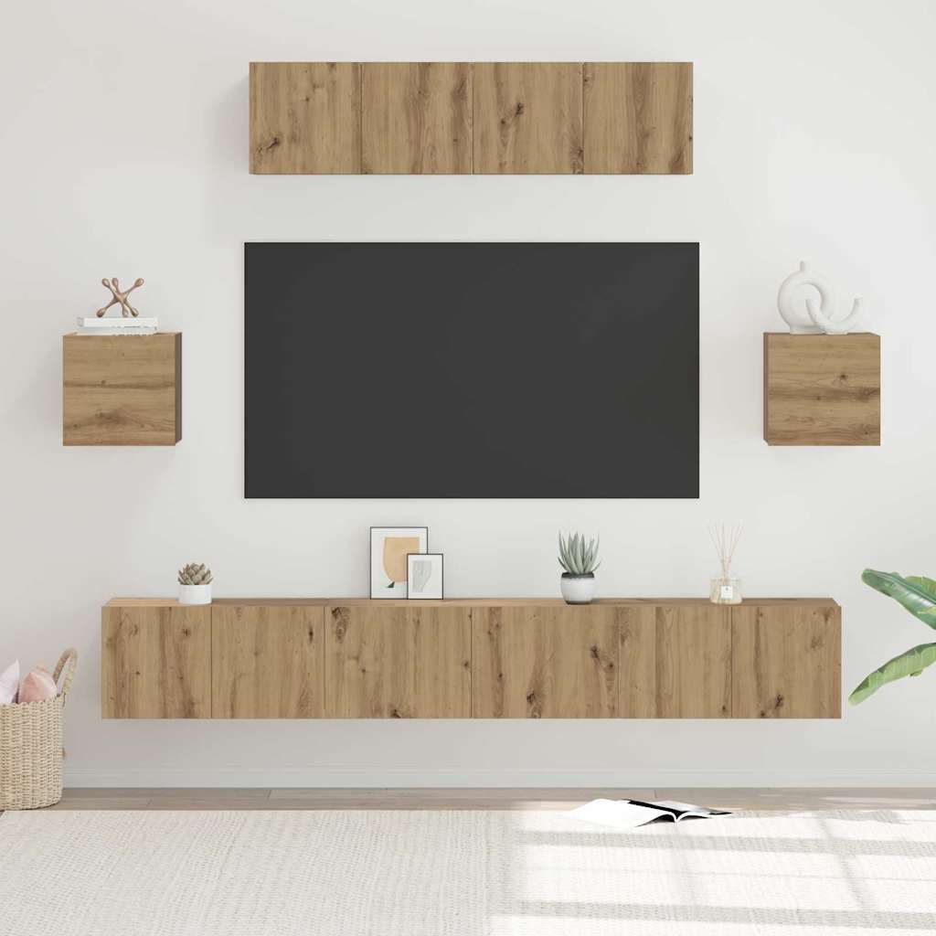 TV-Schrankset 7 stk. Artisan-Eiche Holzwerkstoff