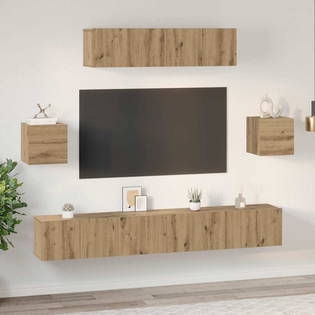 TV-Schrankset 7 stk. Artisan-Eiche Holzwerkstoff