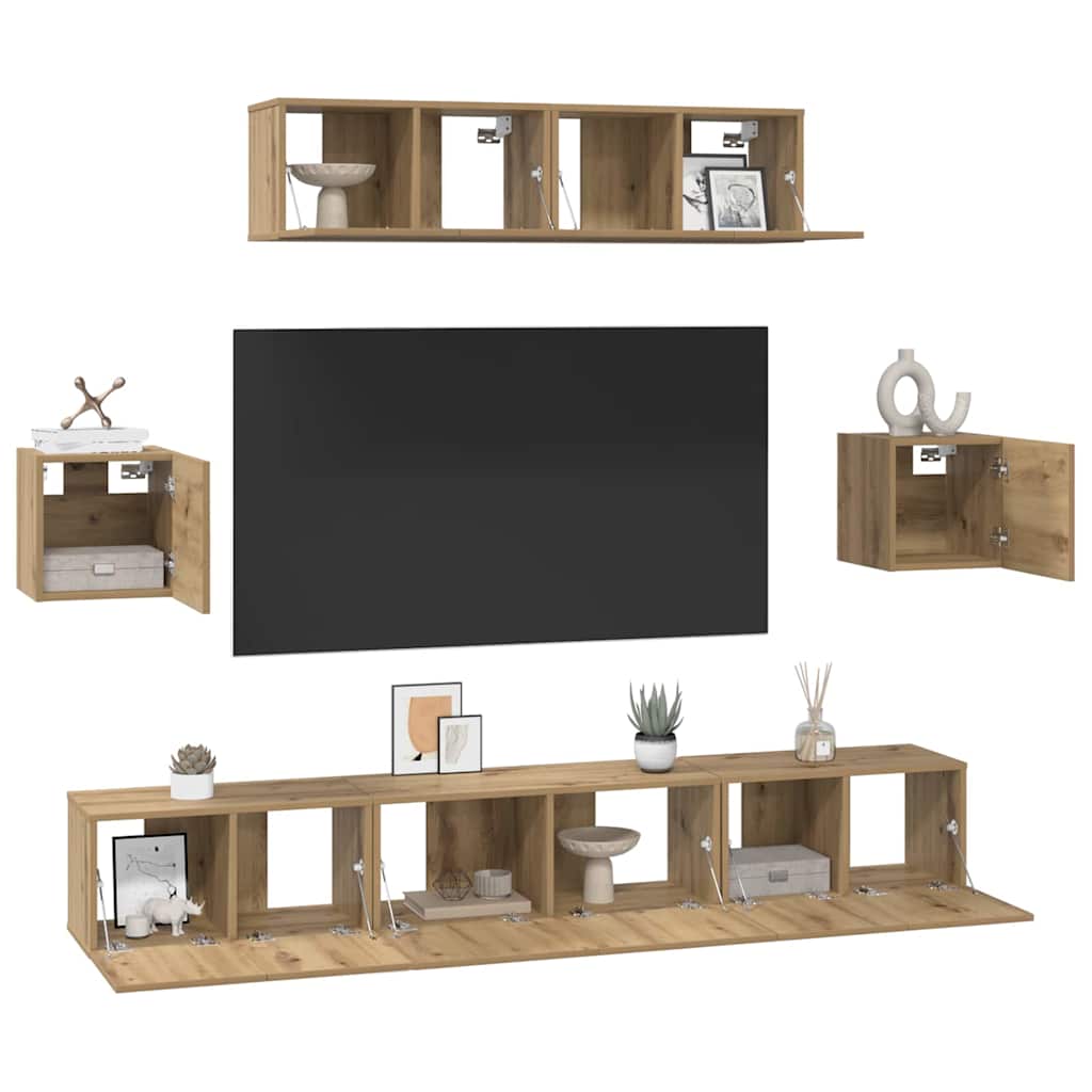 TV-Schrankset 7 stk. Artisan-Eiche Holzwerkstoff