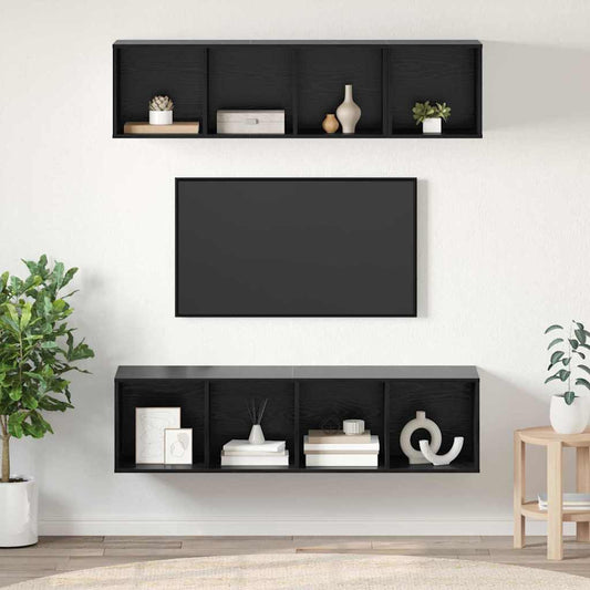 TV-Schrank Set Schwarz Eichen-Optik Holzwerkstoff