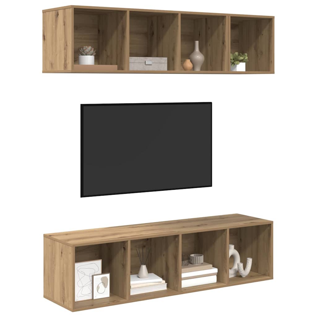 TV-Schrankset 3 pcs Artisan-Eiche Holzwerkstoff