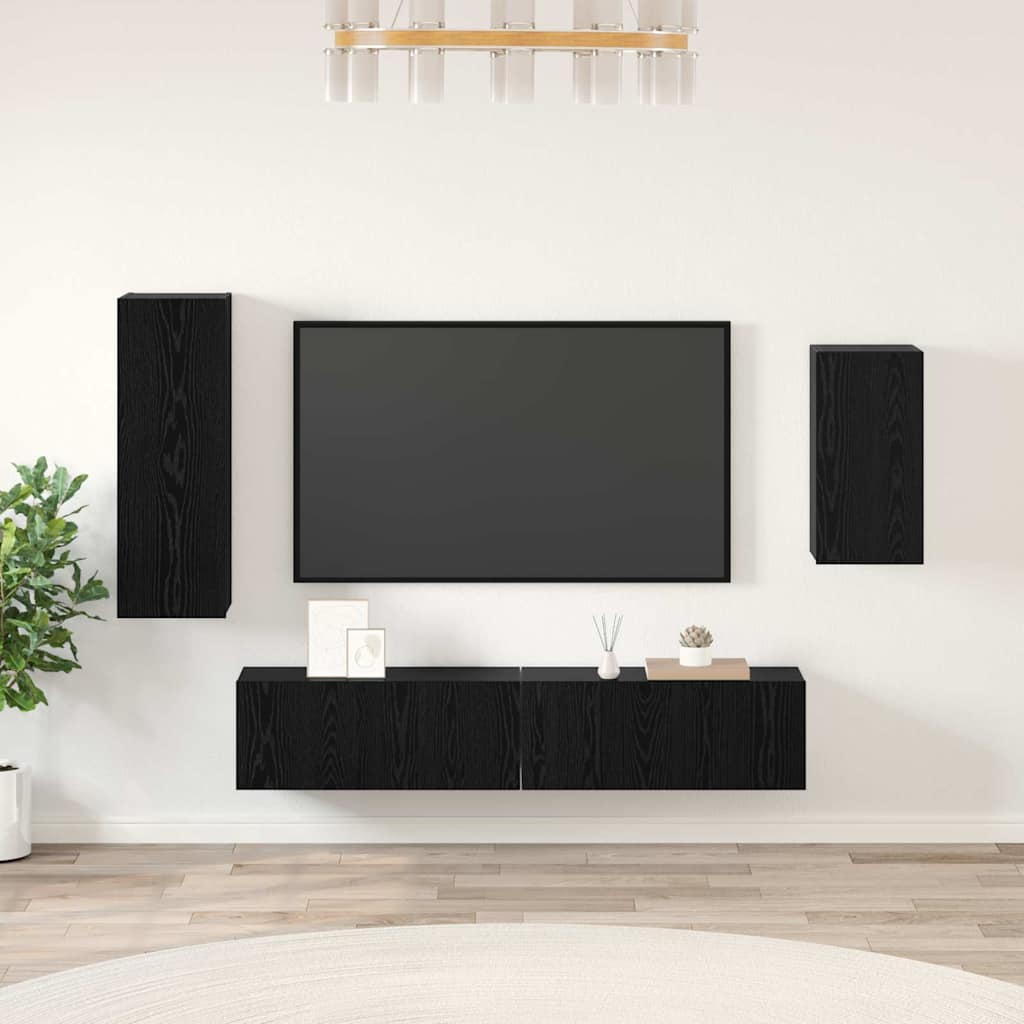 TV-Schrankset 4 pcs Schwarz Eichen-Optik Holzwerkstoff
