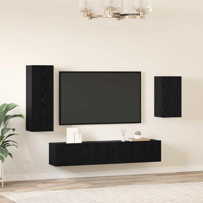 TV-Schrankset 4 stk. 30,5 x 30 x 90 cm Schwarz Eichen-Optik