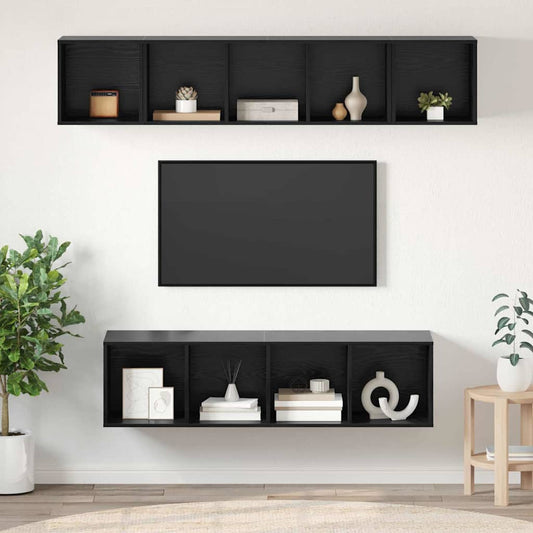 TV-Möbel-Set 4 pcs Schwarz Eichen-Optik Holzwerkstoff
