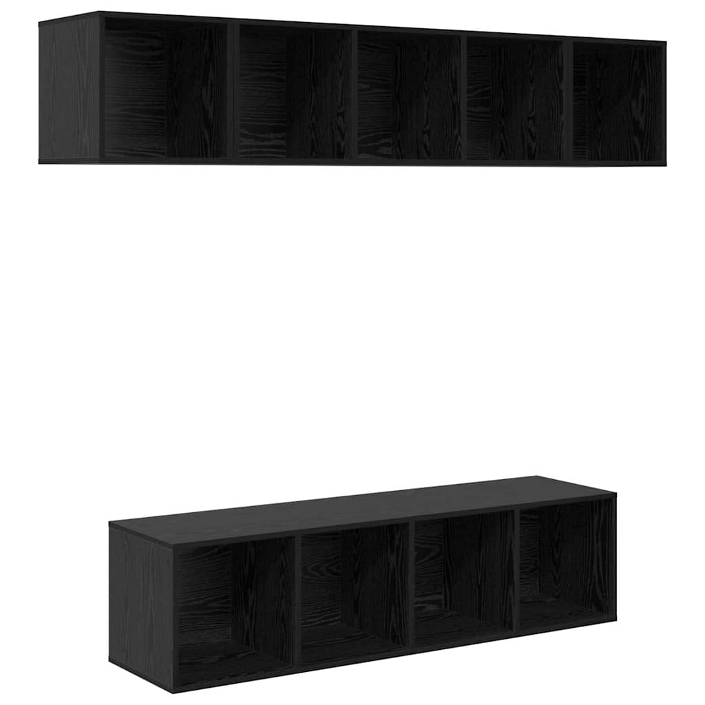 TV-Möbel-Set 4 pcs Schwarz Eichen-Optik Holzwerkstoff
