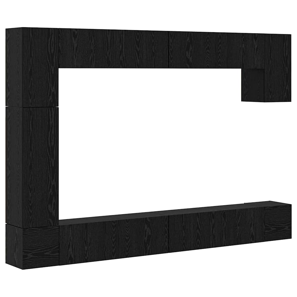 TV-Schrankset 9 pcs Schwarz Eichen-Optik Holzwerkstoff