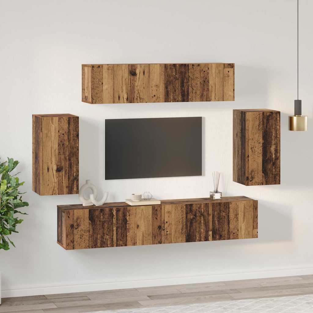 TV-Schranksystem 6 pcs Altholz 80 x 30 x 30 cm Holzwerkstoff