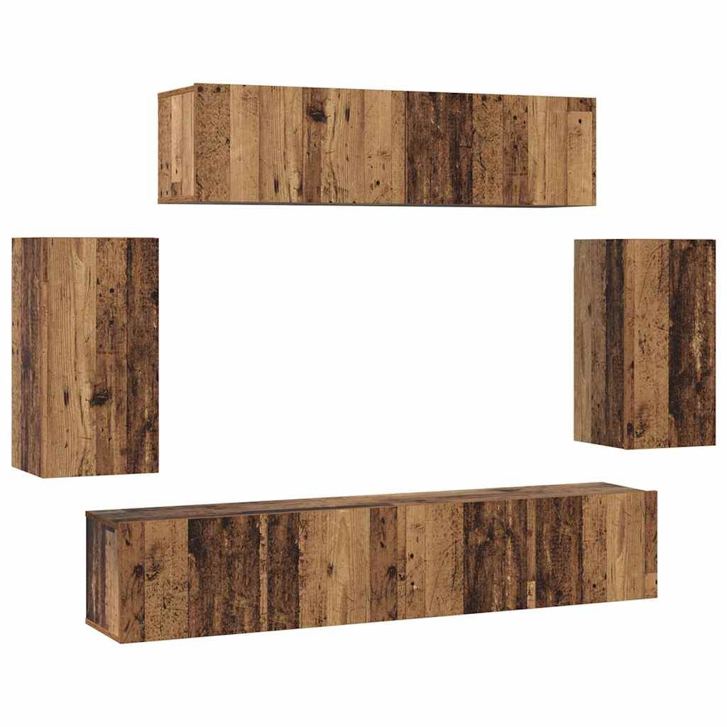 TV-Schranksystem 6 pcs Altholz 80 x 30 x 30 cm Holzwerkstoff