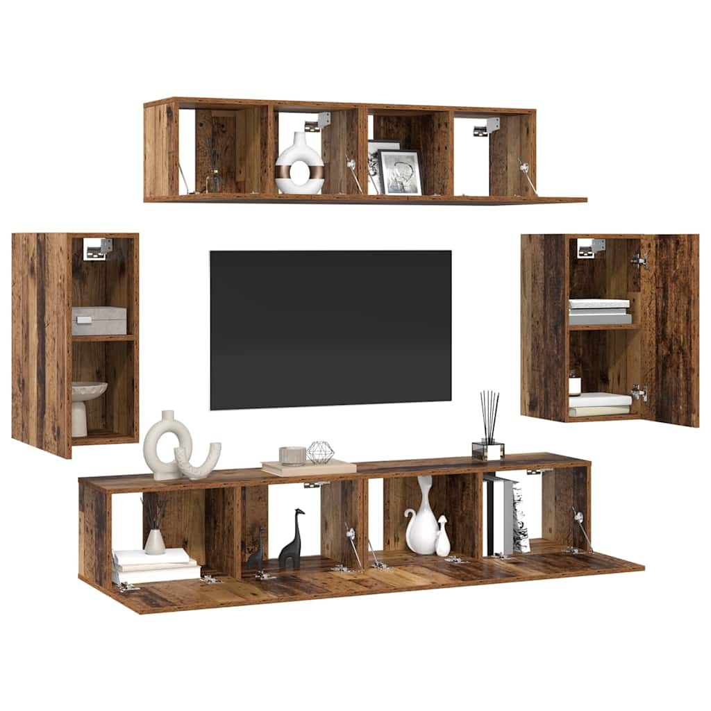 TV-Schranksystem 6 pcs Altholz 80 x 30 x 30 cm Holzwerkstoff