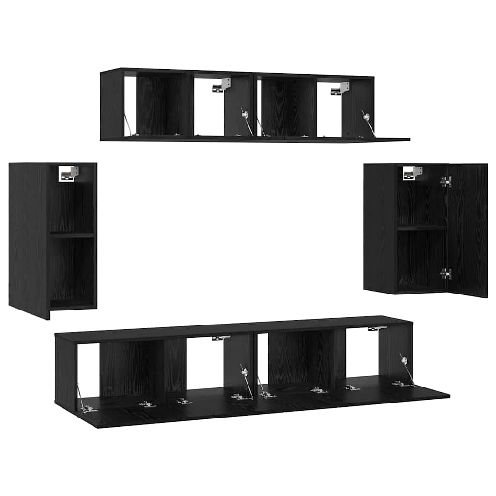 TV-Schranksystem 6 pcs Schwarz Eichen-Optik 80 x 30 x 30 cm