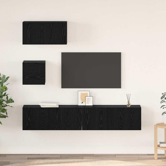 TV-Möbel-Set 4 pcs Schwarz Eichen-Optik 80 x 30 x 30 cm