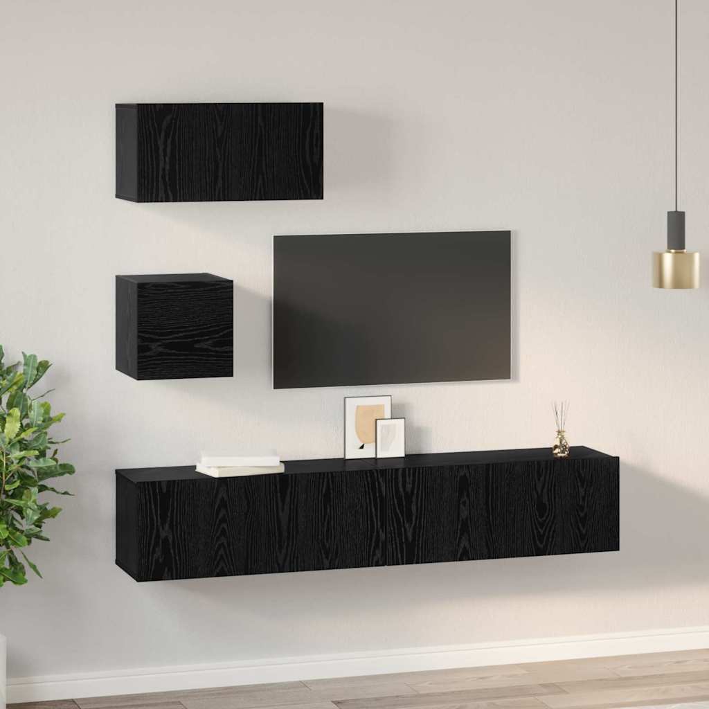 TV-Möbel-Set 4 pcs Schwarz Eichen-Optik 80 x 30 x 30 cm