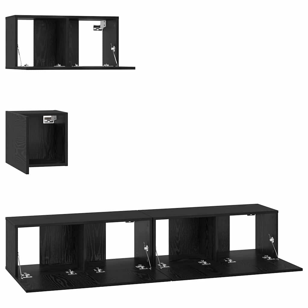 TV-Möbel-Set 4 pcs Schwarz Eichen-Optik 80 x 30 x 30 cm