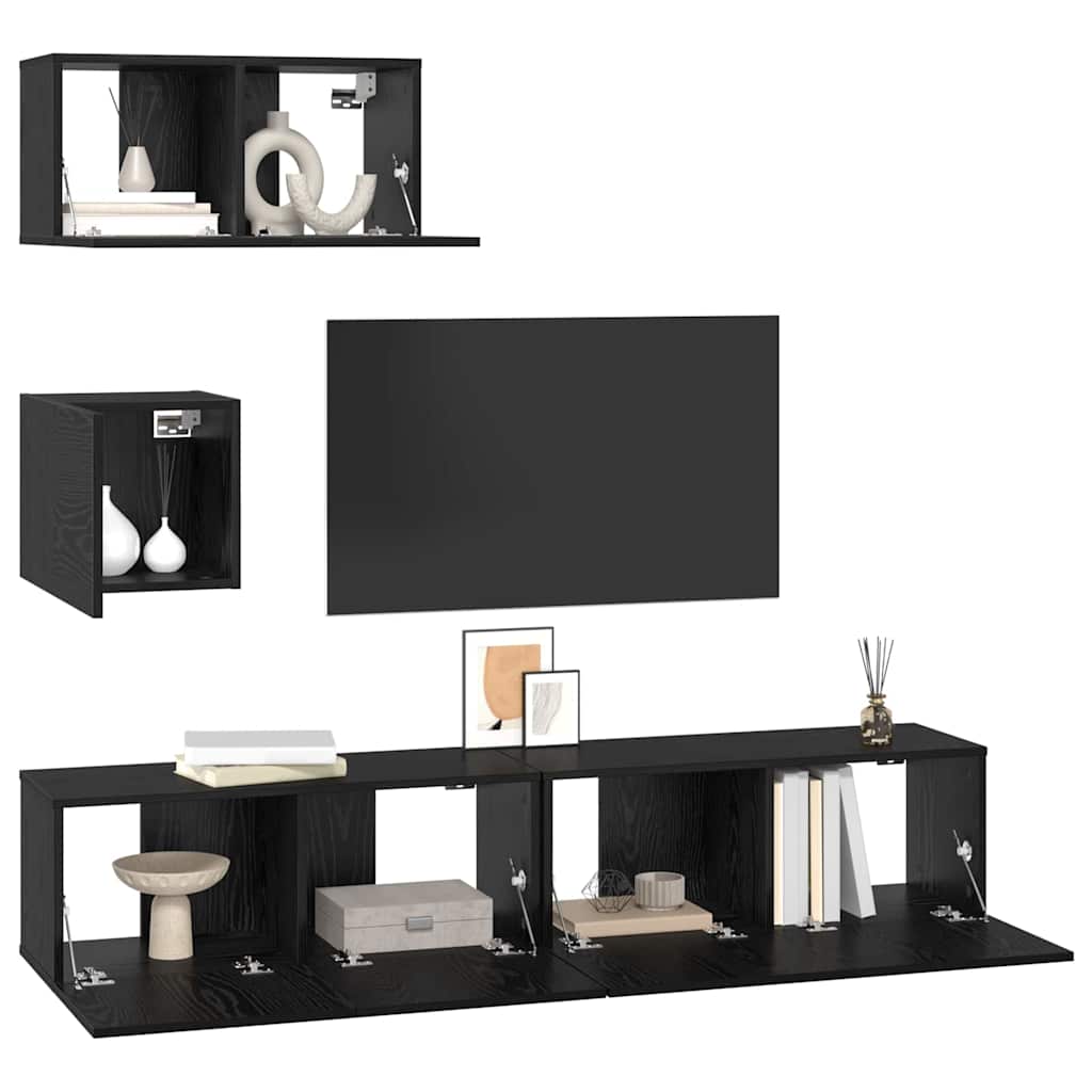 TV-Möbel-Set 4 pcs Schwarz Eichen-Optik 80 x 30 x 30 cm
