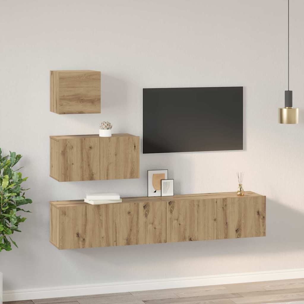 TV-Schrankset 4 pcs Artisan-Eiche Holzwerkstoff