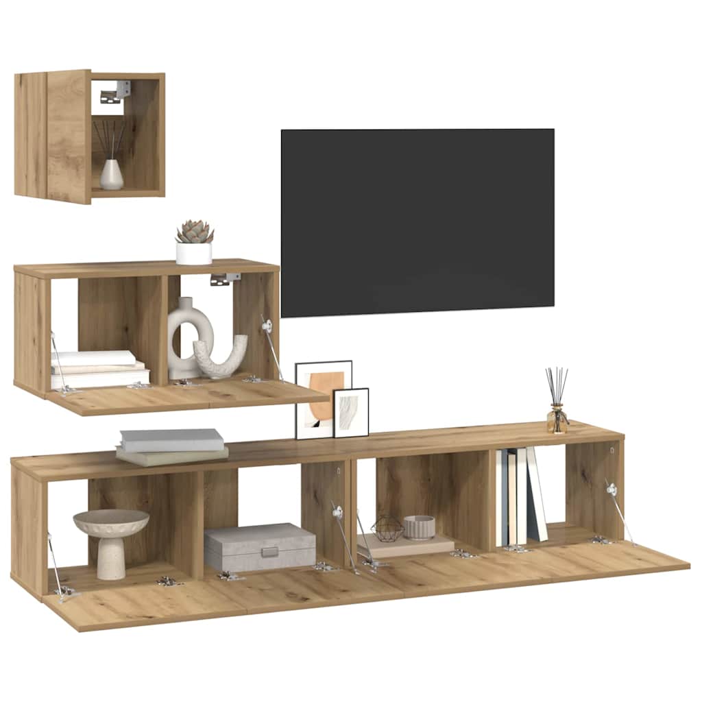 TV-Schrankset 4 pcs Artisan-Eiche Holzwerkstoff