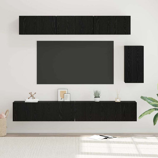 TV-Möbel-Set 6 pcs Schwarz Eichen-Optik 100 x 30 x 30 cm