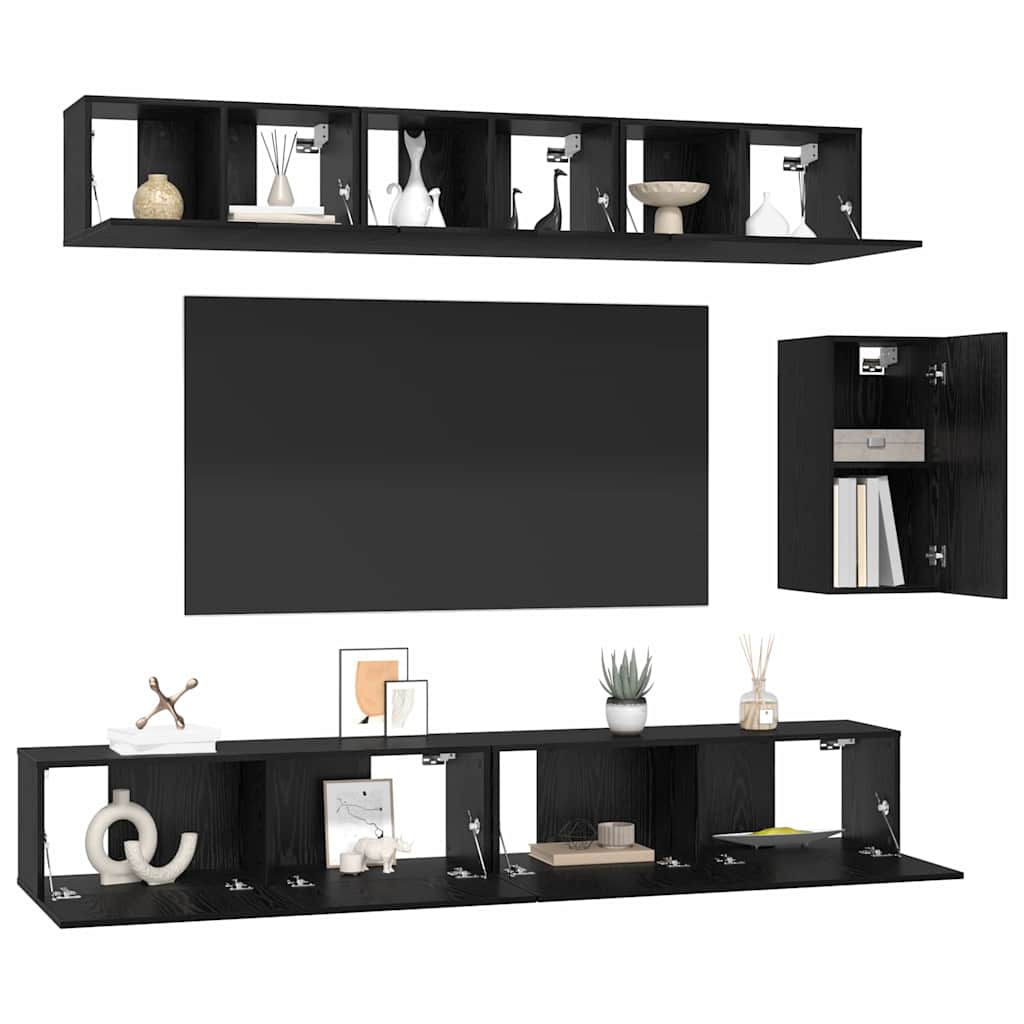TV-Möbel-Set 6 pcs Schwarz Eichen-Optik 100 x 30 x 30 cm