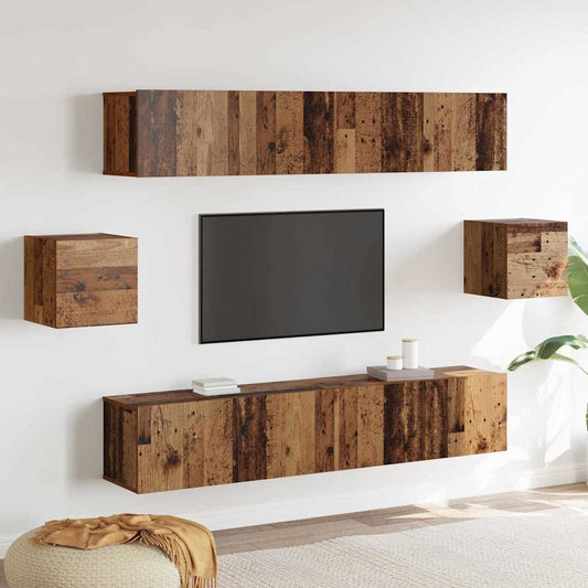 TV-Schrank-Set Wandmontiert 6 pcs Altholz 80 x 30 x 30 cm Holz