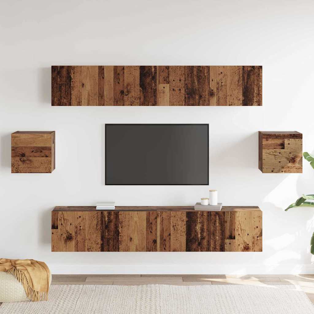 TV-Schrank-Set Wandmontiert 6 pcs Altholz 80 x 30 x 30 cm Holz