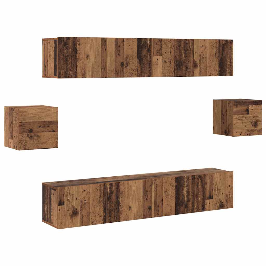 TV-Schrank-Set Wandmontiert 6 pcs Altholz 80 x 30 x 30 cm Holz