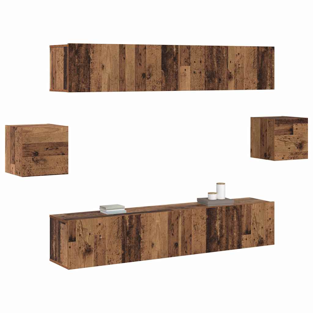 TV-Schrank-Set Wandmontiert 6 pcs Altholz 80 x 30 x 30 cm Holz