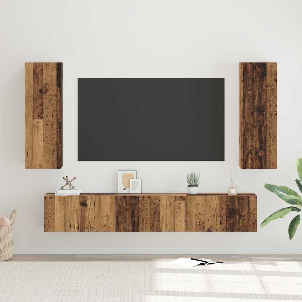 TV-Schrankset Wandmontiert 5 pcs Altholz Holzwerkstoff