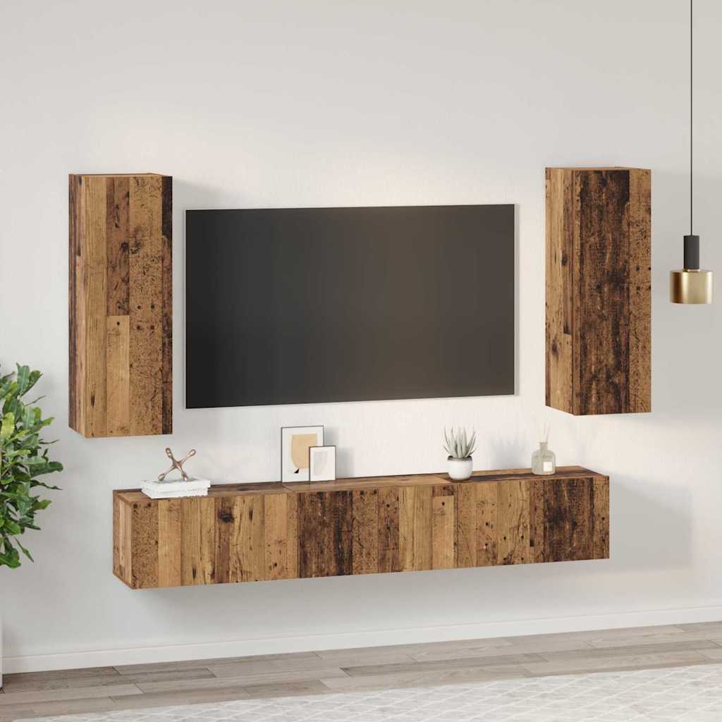 TV-Schrankset Wandmontiert 5 pcs Altholz Holzwerkstoff