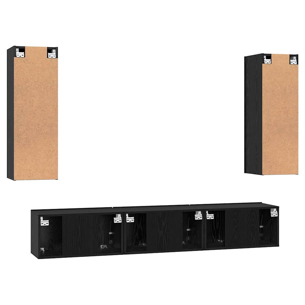 TV-Schrank-Set Wandmontiert 5 pcs Schwarz Eichen-Optik