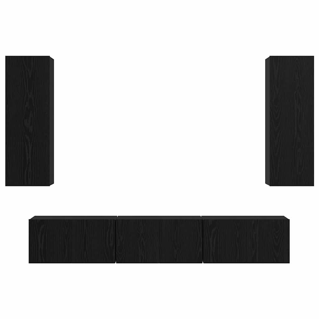 TV-Schrank-Set Wandmontiert 5 pcs Schwarz Eichen-Optik