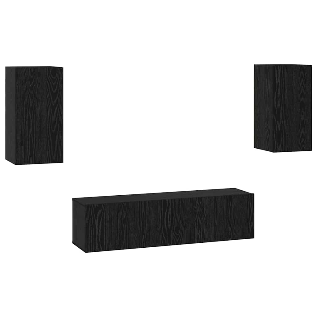TV-Schrank-Set Wandmontiert 4 pcs Schwarz Eichen-Optik