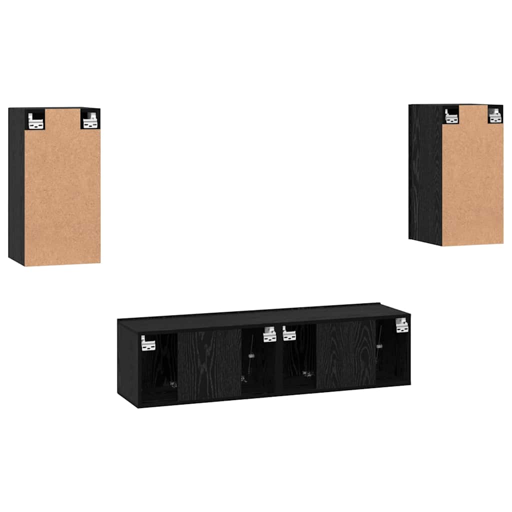TV-Schrank-Set Wandmontiert 4 pcs Schwarz Eichen-Optik
