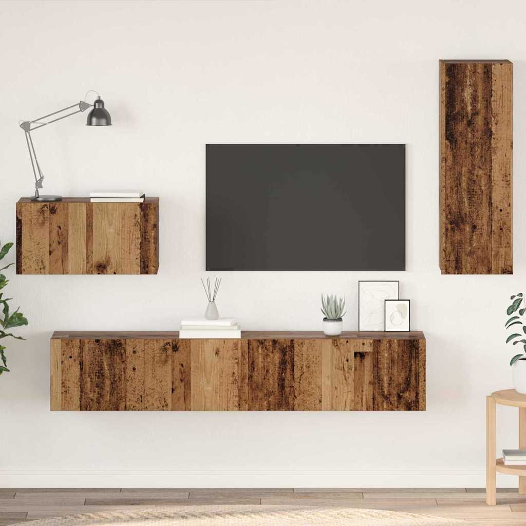 Wand-TV-Schrank 4 stk. Altholz Holzwerkstoff